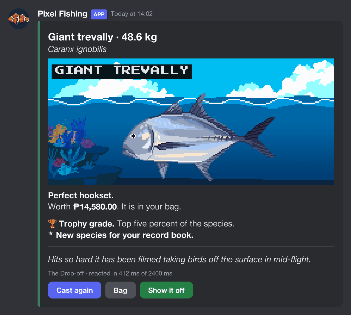A trophy giant trevally